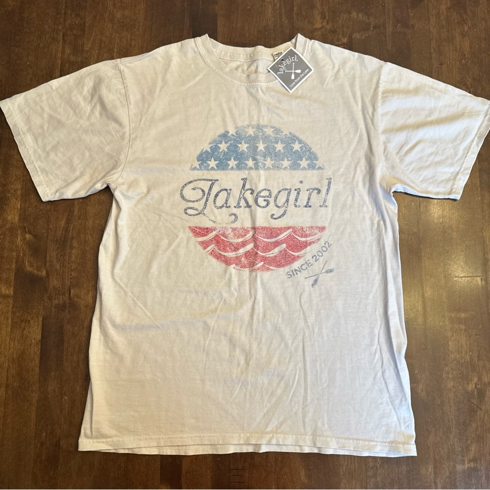 Lake‎ Girl Womens Small T Shirt Top Patriotic Coastal Nautical USA Lakegirl NEW